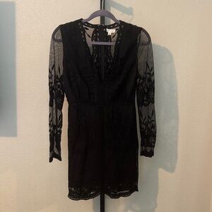 Honey Punch Elegant Black Lace Long Sleeve Dress